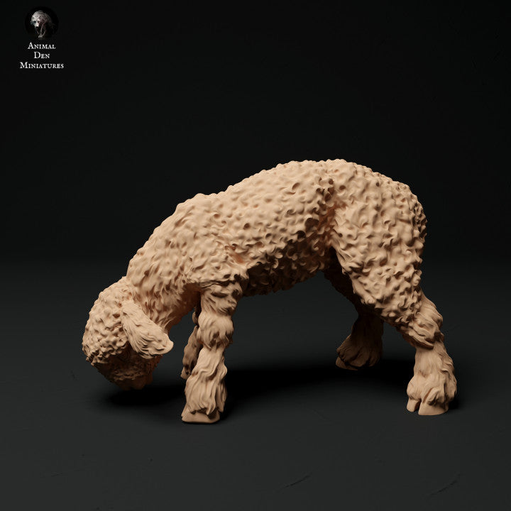 Foto del prodotto Figura di animale Diorama, Modellismo: 0: Figure di animali da fattoria: 3 agnelli - agnello in piedi, che bruca e agnello sdraiato