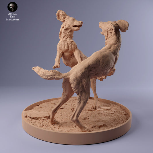 Foto do produto figura de animal diorama, modelismo: 0: cão selvagem africano brincando: animais da África