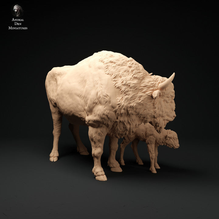 Produktové foto zvířecí figurky dioráma, modelářství: 0: Bison kráva s mládětem: Zvířata z Evropy