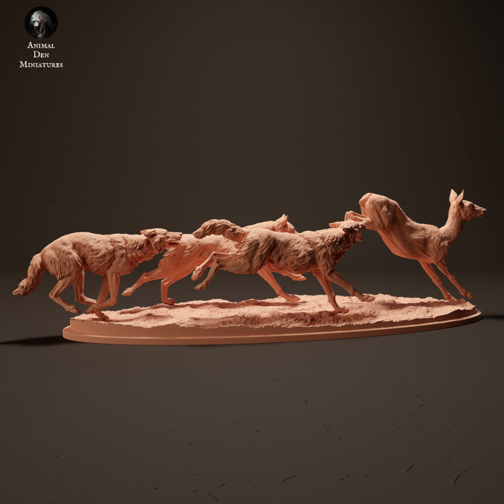 Foto do produto de figura de animal em diorama, modelismo: 0: Lobos caçando cena de veado: Animais da Europa