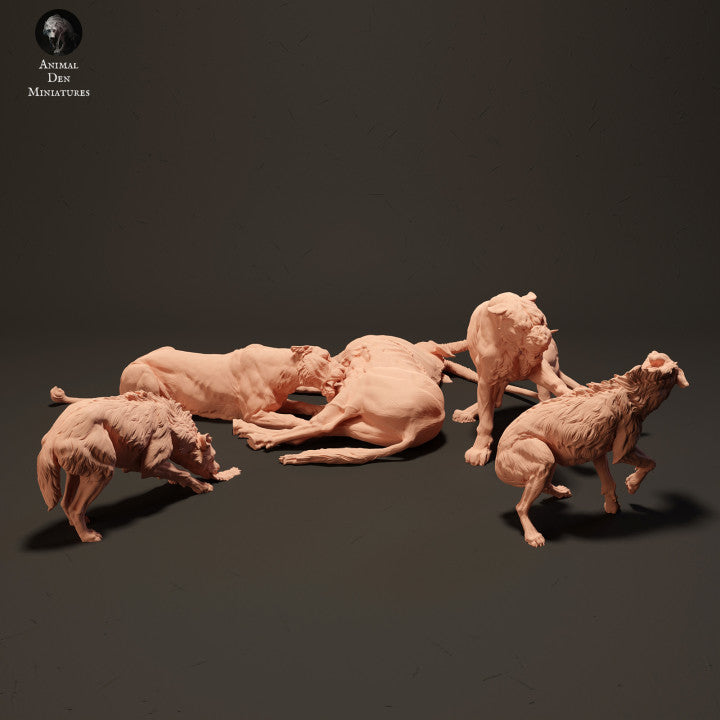 Foto do produto da figura de animal em diorama, modelismo: 0: Leões sobre carcaça de antílope cercados por hienas: Animais da África