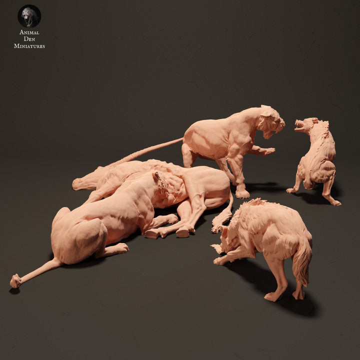 Foto do produto da figura de animal em diorama, modelismo: 0: Leões sobre carcaça de antílope cercados por hienas: Animais da África