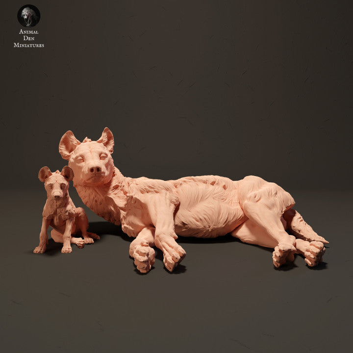Zdjęcie produktu Figurki zwierząt Diorama, Modelarstwo: 0: Hiena z młodym: Zwierzęta z Afryki