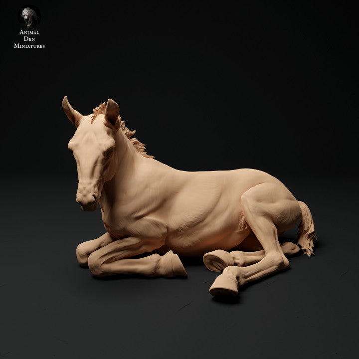 Foto do produto Figura de Animal Diorama, Modelismo: 0: Figura de Animal de Fazenda: 2 Potros - cavalo em pé e deitado