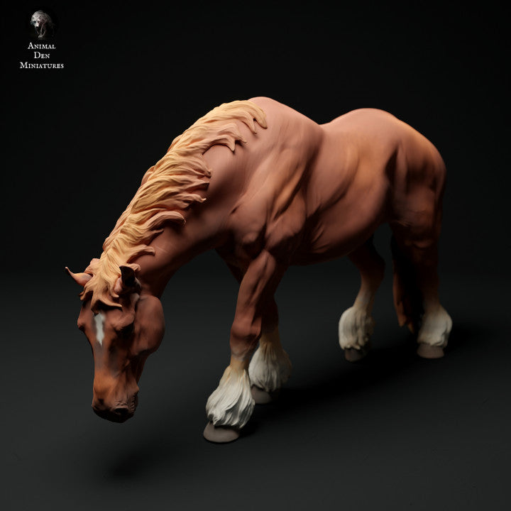 Product photo Animal Figure Diorama, Model Building: 0: Farm Animal Figure: Grazing Horse, Mare - Suffolk Punch