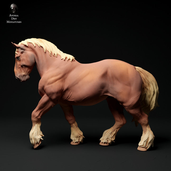 Product photo animal figure diorama, model building: 0: Farm animal figure: trotting horse - Suffolk Punch
