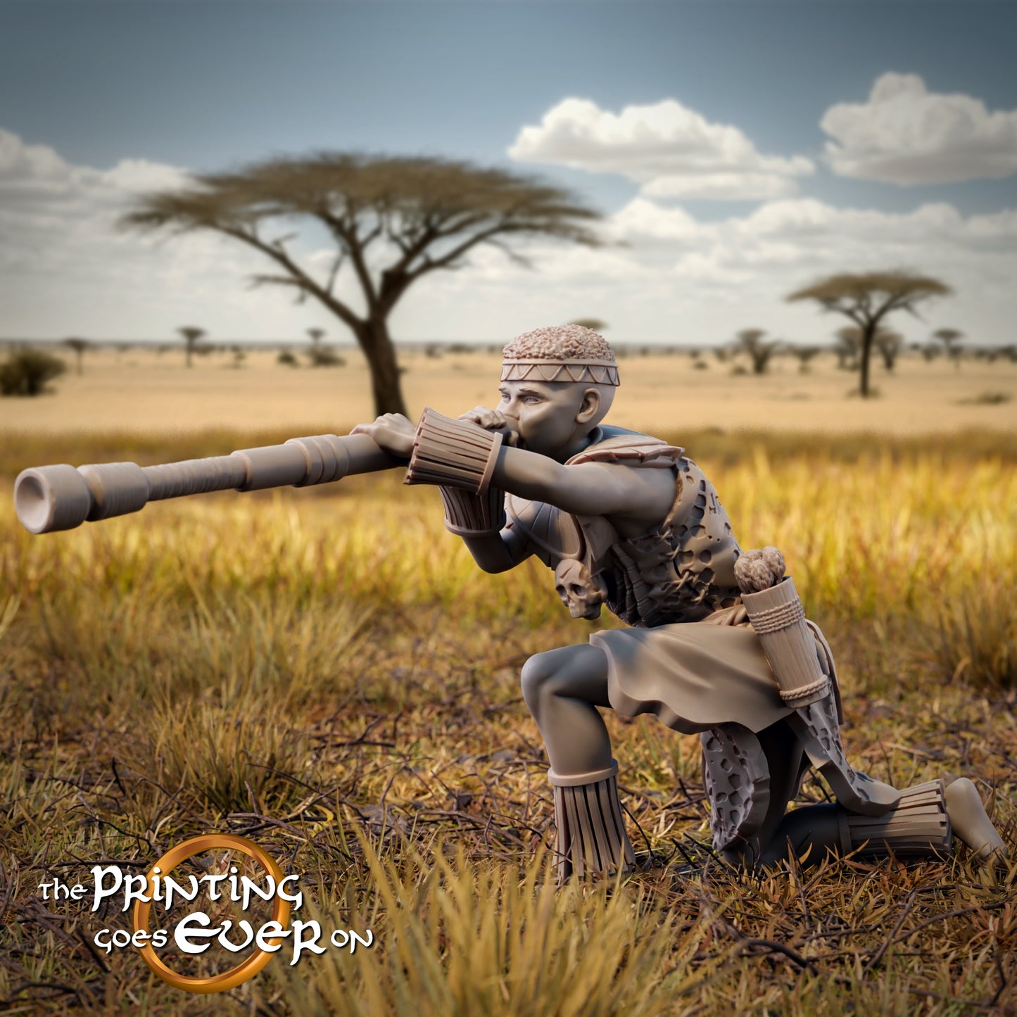 Foto do produto Tabletop 28mm The Printing Goes Ever On (TPGEO) 0: Guerreiro da Savana: Orgulhoso povo indígena com chefe