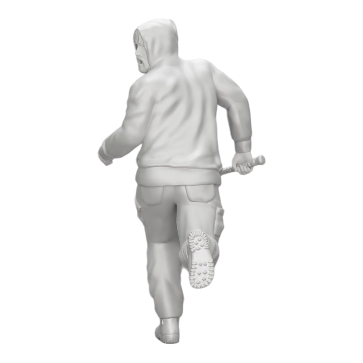 Diorama Modellbau Produktfoto 0: Gangster mit Kapuzenpulli und Baseballschläger auf der Flucht (Ref Nr. A1)