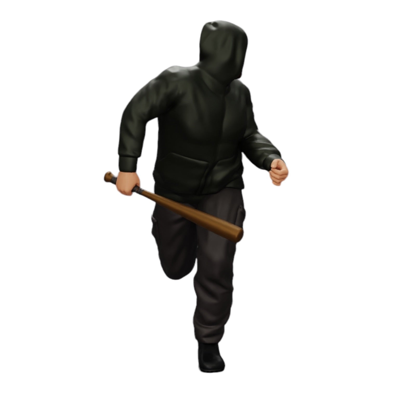 Diorama Modellbau Produktfoto 0: Gangster mit Kapuzenpulli und Baseballschläger auf der Flucht (Ref Nr. A1)