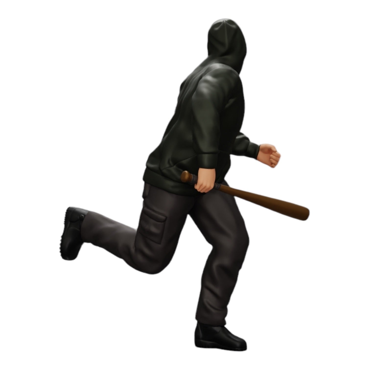 Diorama Modellbau Produktfoto 0: Gangster mit Kapuzenpulli und Baseballschläger auf der Flucht (Ref Nr. A1)