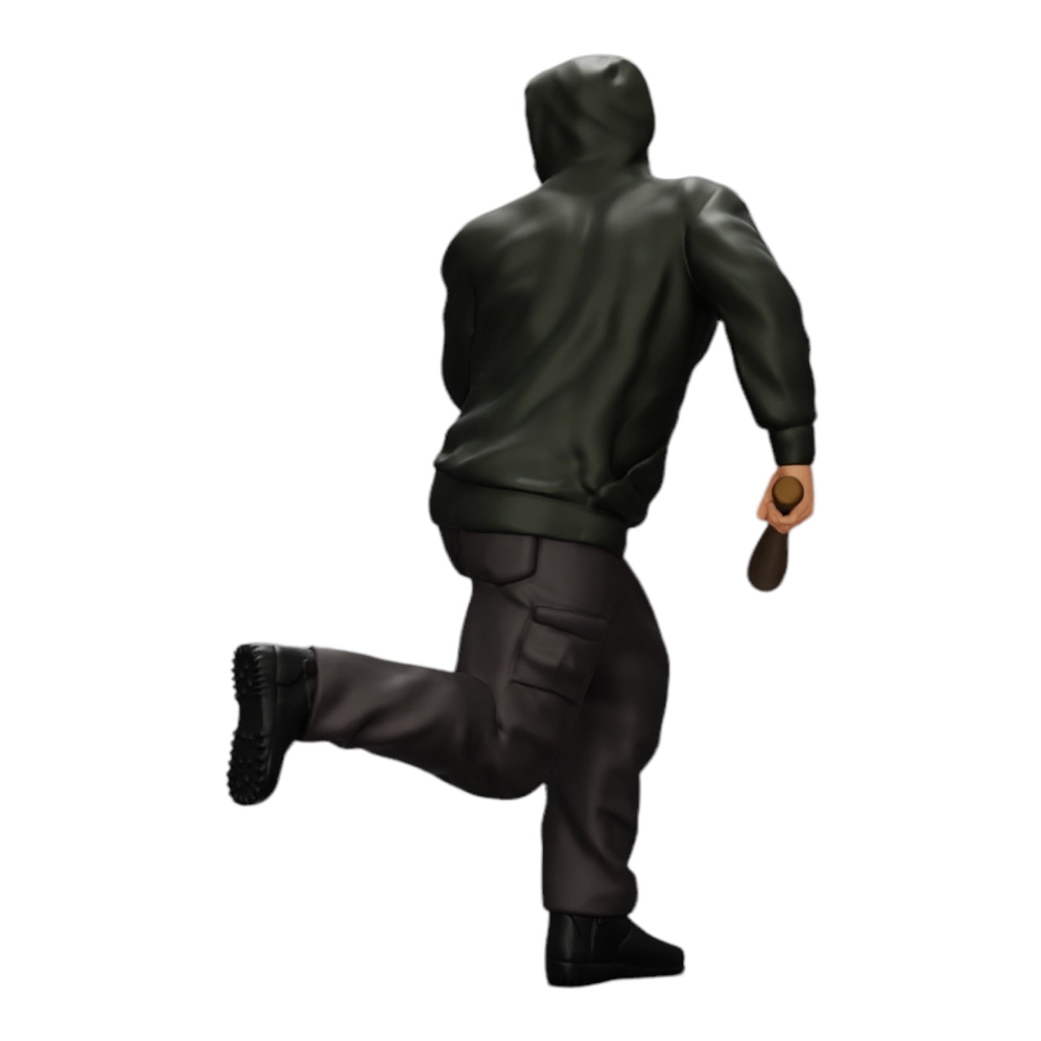 Diorama Modellbau Produktfoto 0: Gangster mit Kapuzenpulli und Baseballschläger auf der Flucht (Ref Nr. A1)