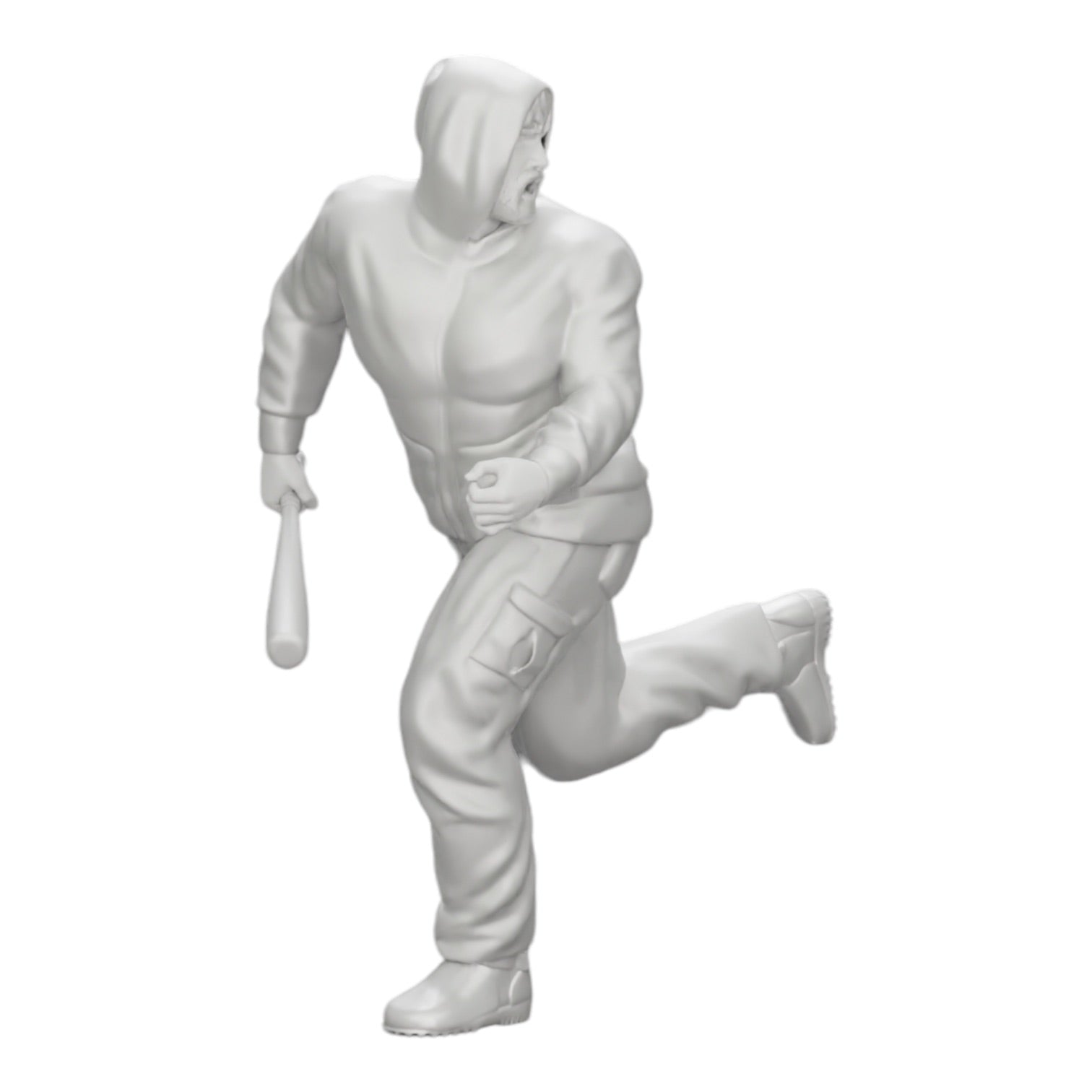 Diorama Modellbau Produktfoto 0: Gangster mit Kapuzenpulli und Baseballschläger auf der Flucht (Ref Nr. A1)