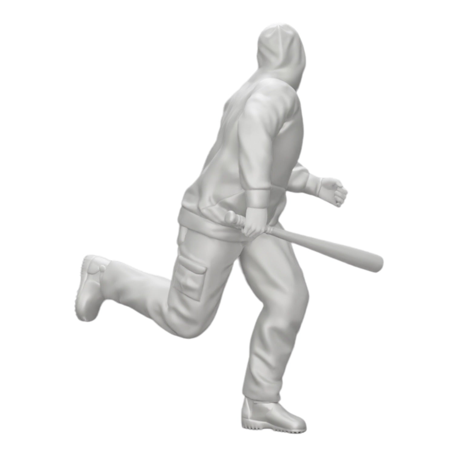 Diorama Modellbau Produktfoto 0: Gangster mit Kapuzenpulli und Baseballschläger auf der Flucht (Ref Nr. A1)