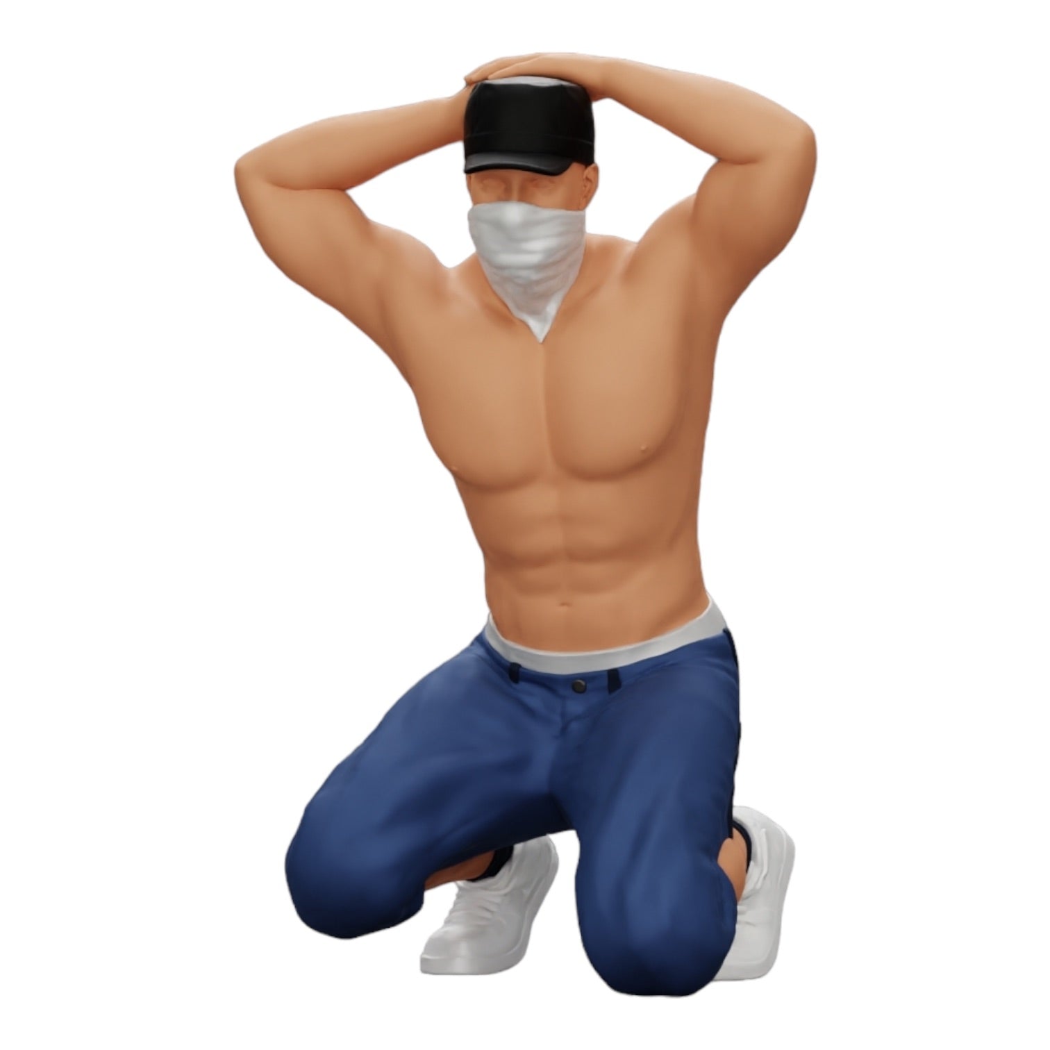 Diorama model building product photo 0: Gangster with mask and hat before arrest (Ref No. A2)