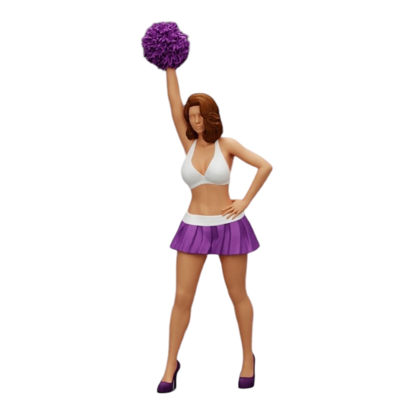 Diorama modelářství produktová fotografie 0: Mladá dívka/ Cheerleader s pompony při povzbuzování (Ref č. A3)