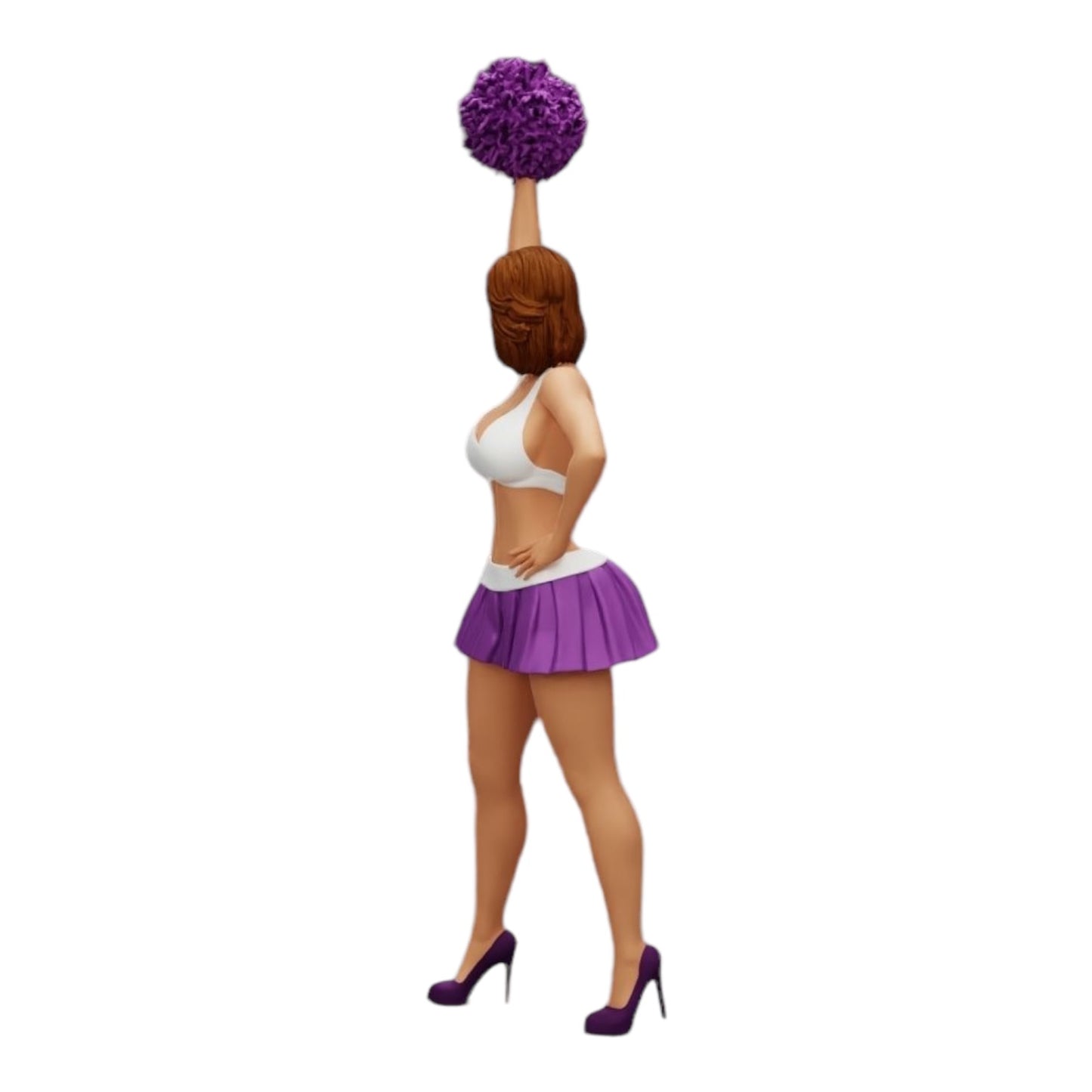 Diorama modelářství produktová fotografie 0: Mladá dívka/ Cheerleader s pompony při povzbuzování (Ref č. A3)