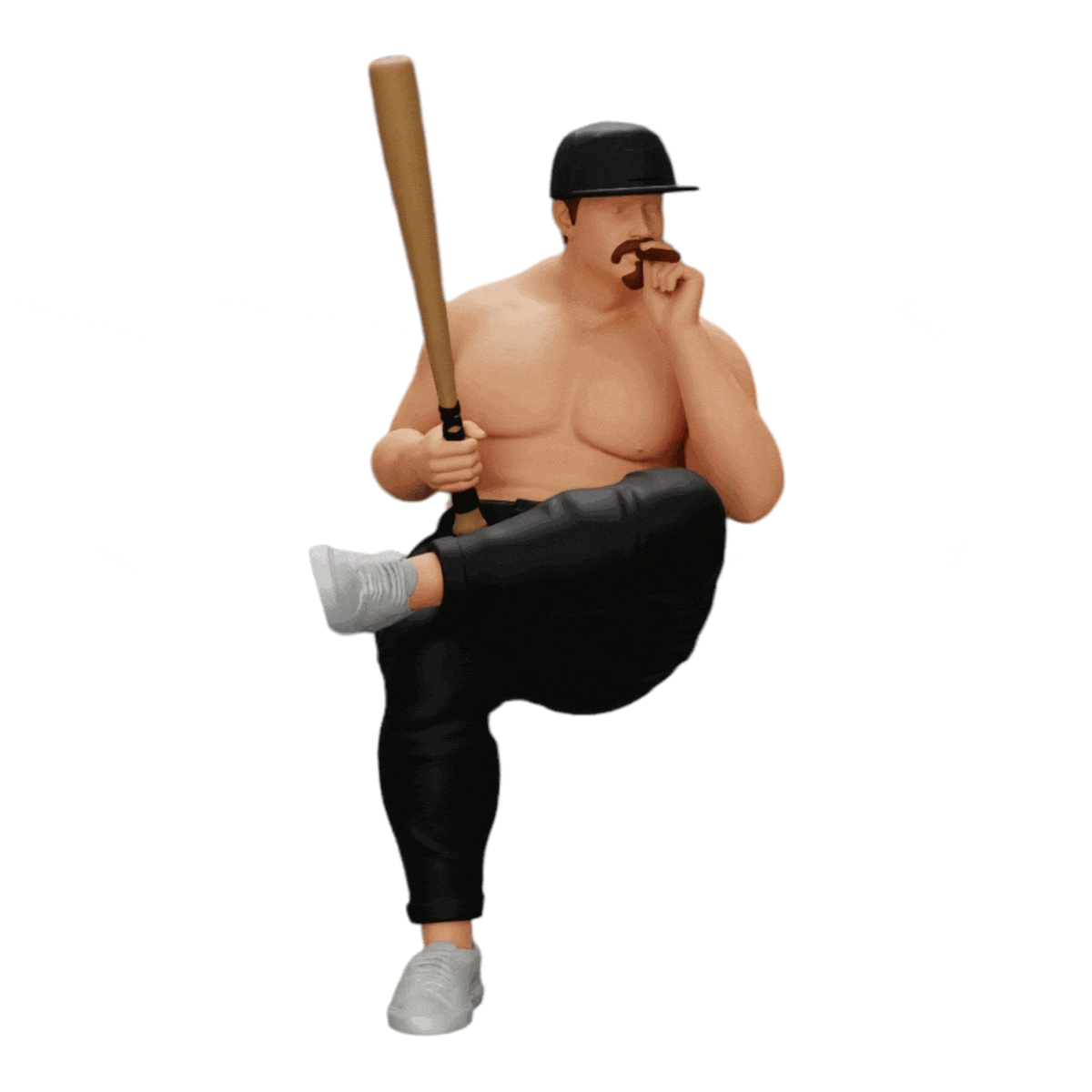 Model dioramowy, zdjęcie produktu 0: Siedzący gangster w czapce z kijem baseballowym pali (Nr ref. A4)