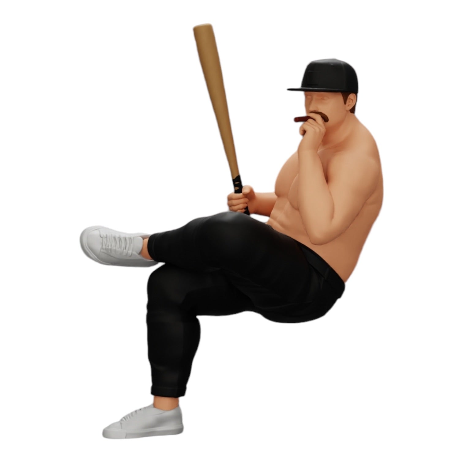 Model dioramowy, zdjęcie produktu 0: Siedzący gangster w czapce z kijem baseballowym pali (Nr ref. A4)