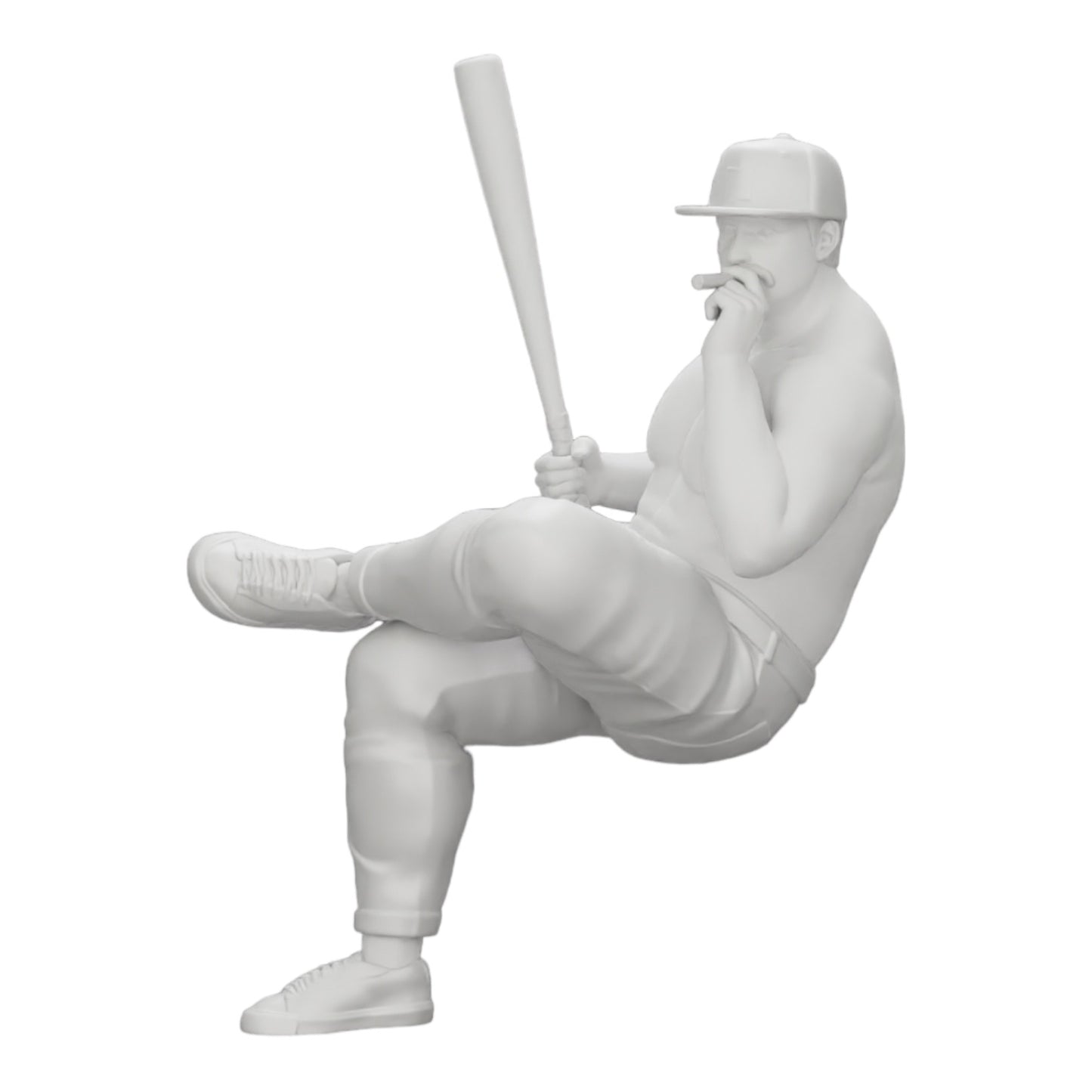 Diorama modelářství produktová fotografie 0: Sedící gangster s čepicí a baseballovou pálkou kouří (Ref č. A4)