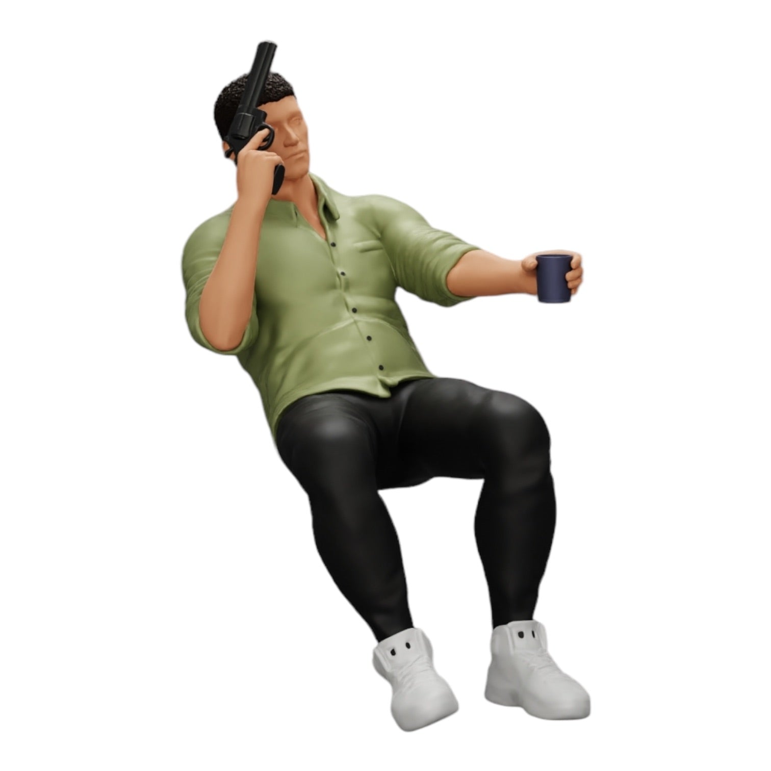 Diorama Modellbau Produktfoto 0: Sitzender Gangster mit Glas Whiskey und Waffe am Pokertisch (Ref Nr. A5)