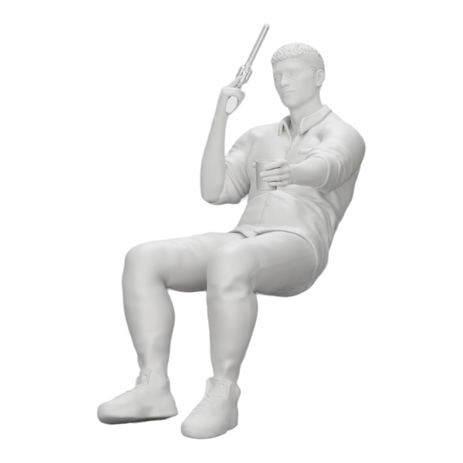 Diorama Modellbau Produktfoto 0: Sitzender Gangster mit Glas Whiskey und Waffe am Pokertisch (Ref Nr. A5)