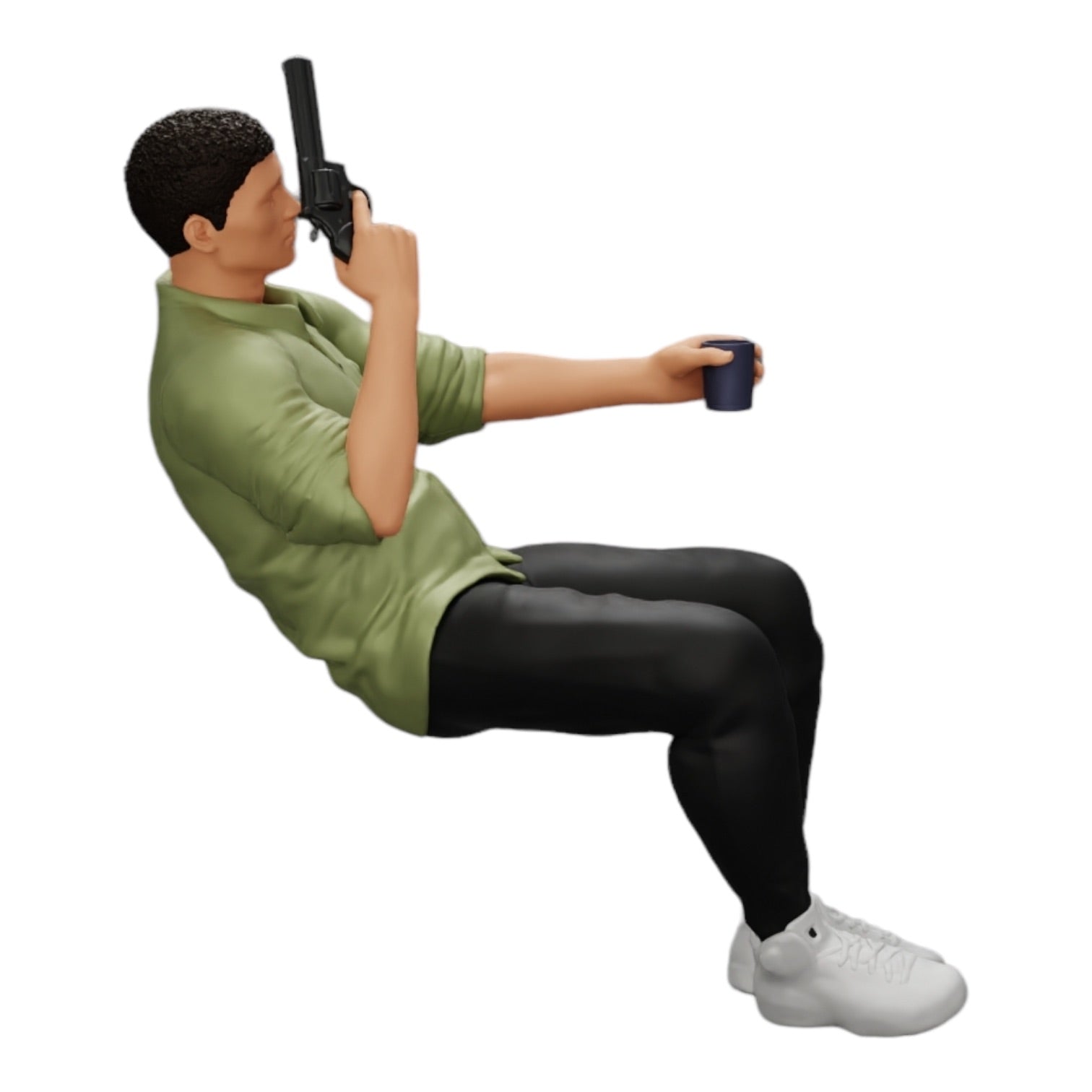 Diorama Modellbau Produktfoto 0: Sitzender Gangster mit Glas Whiskey und Waffe am Pokertisch (Ref Nr. A5)