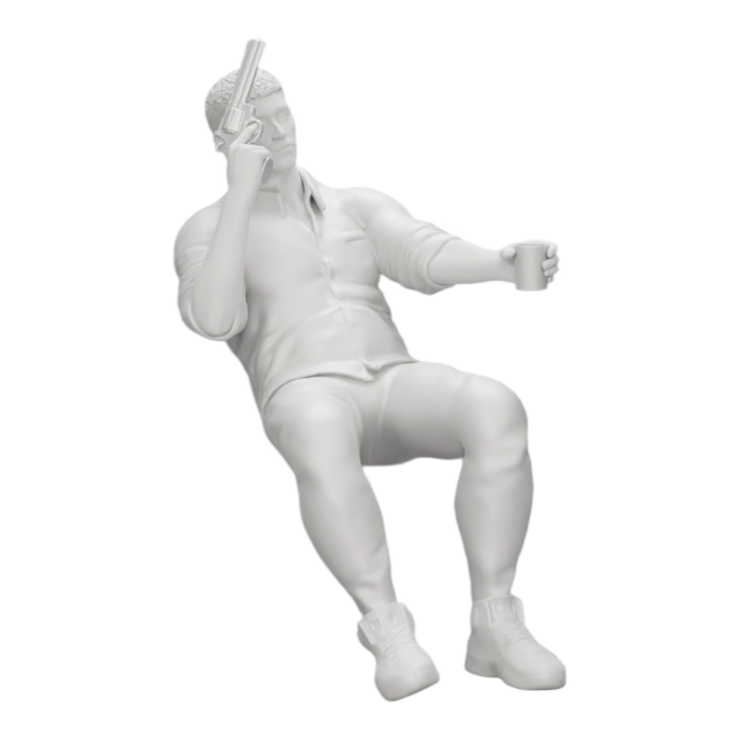 Diorama Modellbau Produktfoto 0: Sitzender Gangster mit Glas Whiskey und Waffe am Pokertisch (Ref Nr. A5)