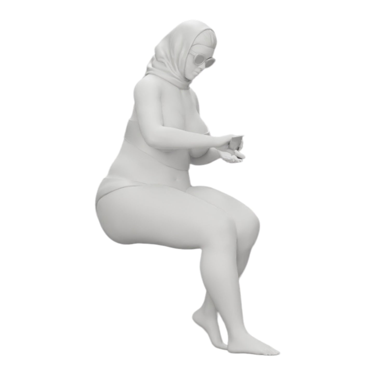 Diorama modelářství produktová fotografie 0: Sexy žena v bikinách a slunečních brýlích s opalovacím krémem na pláži (Ref č. A9)