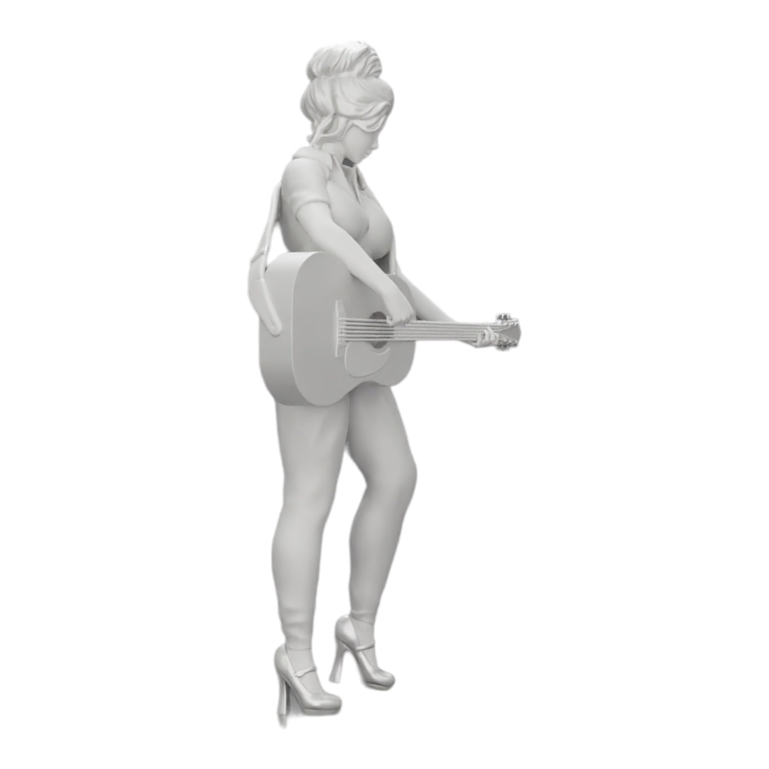 Diorama model building product photo 0: Young woman/musician on stage playing acoustic guitar (Ref No. A13)