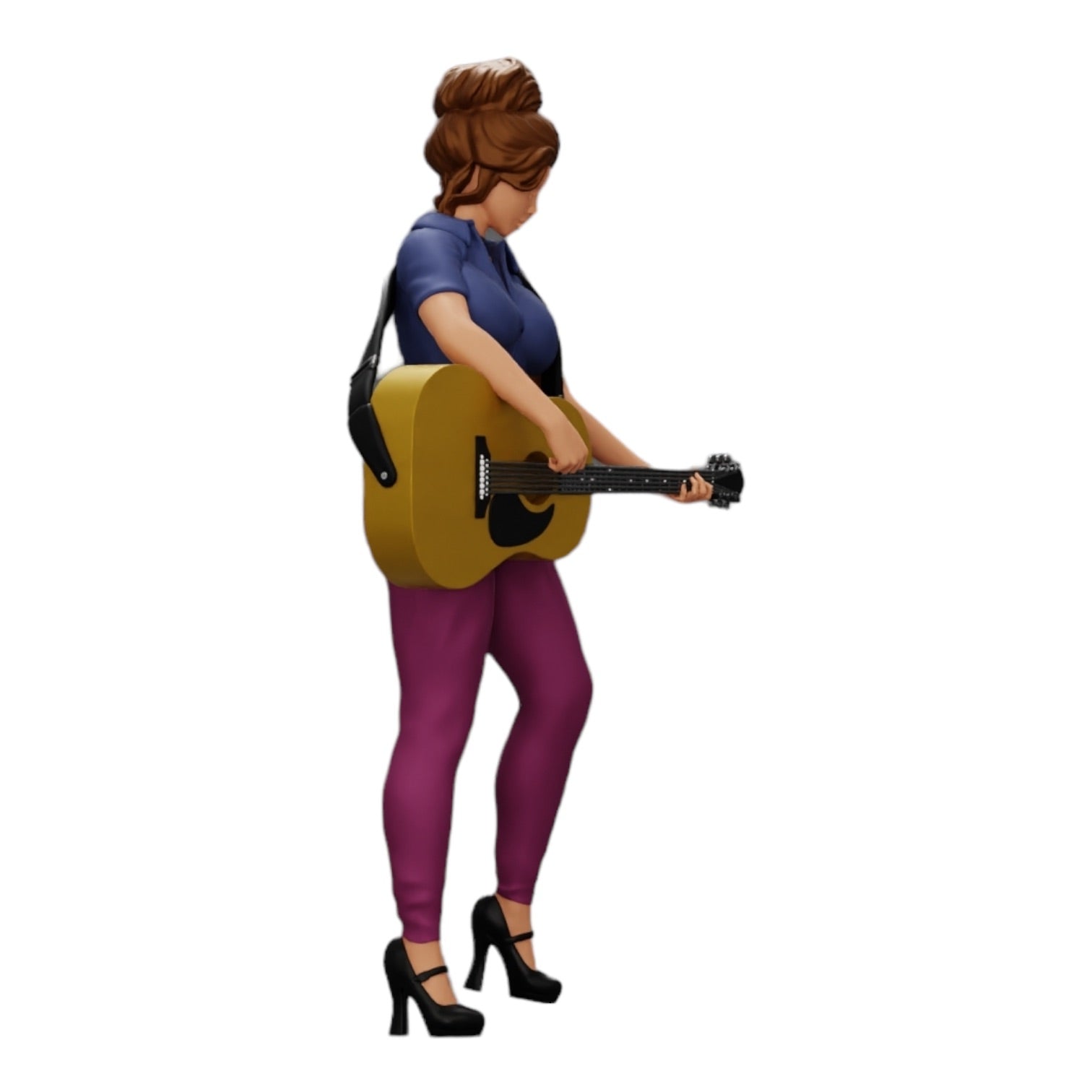 Diorama model building product photo 0: Young woman/musician on stage playing acoustic guitar (Ref No. A13)