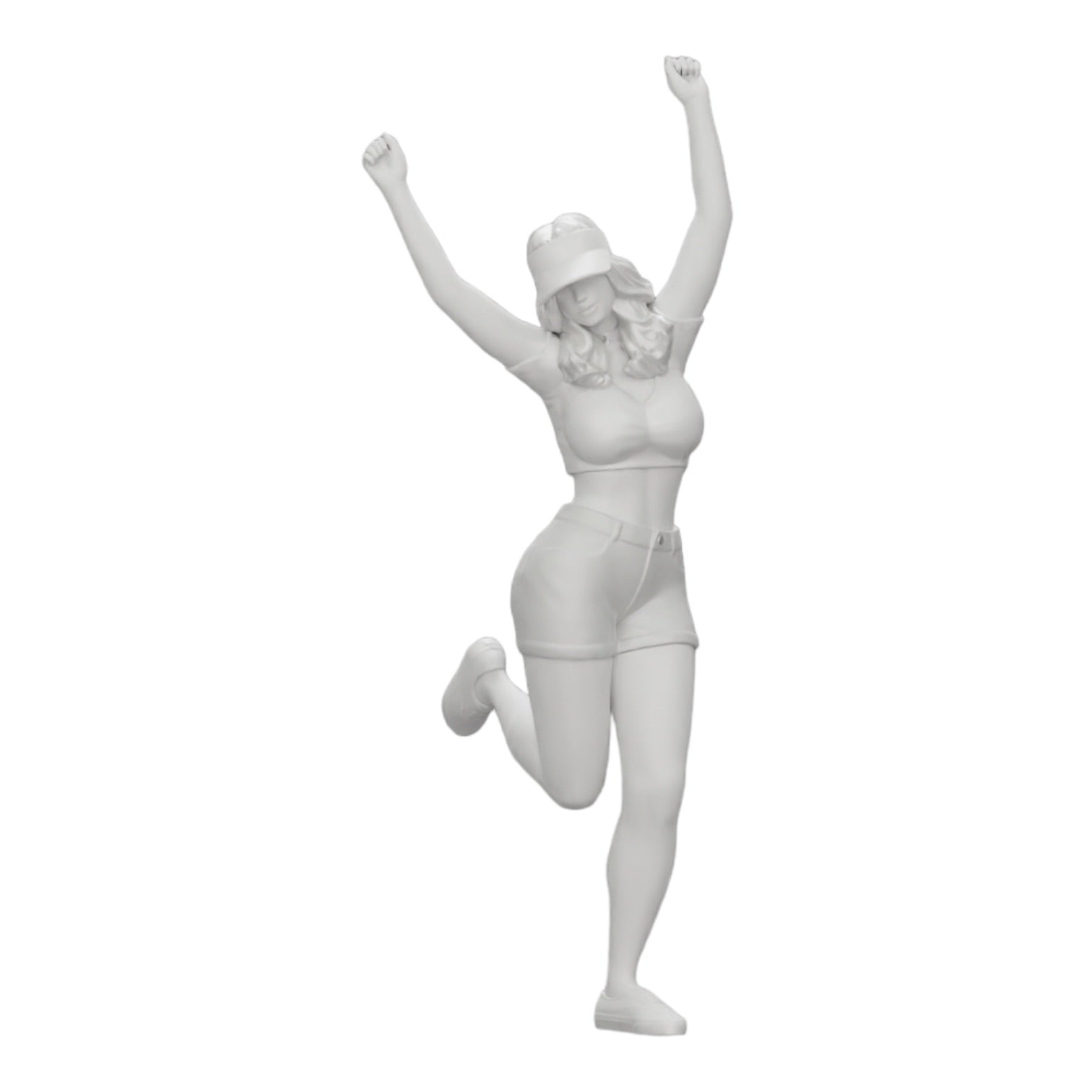 Diorama model building product photo 0: Happy girl in mini shirt and tennis cap cheering (Ref No. A14)