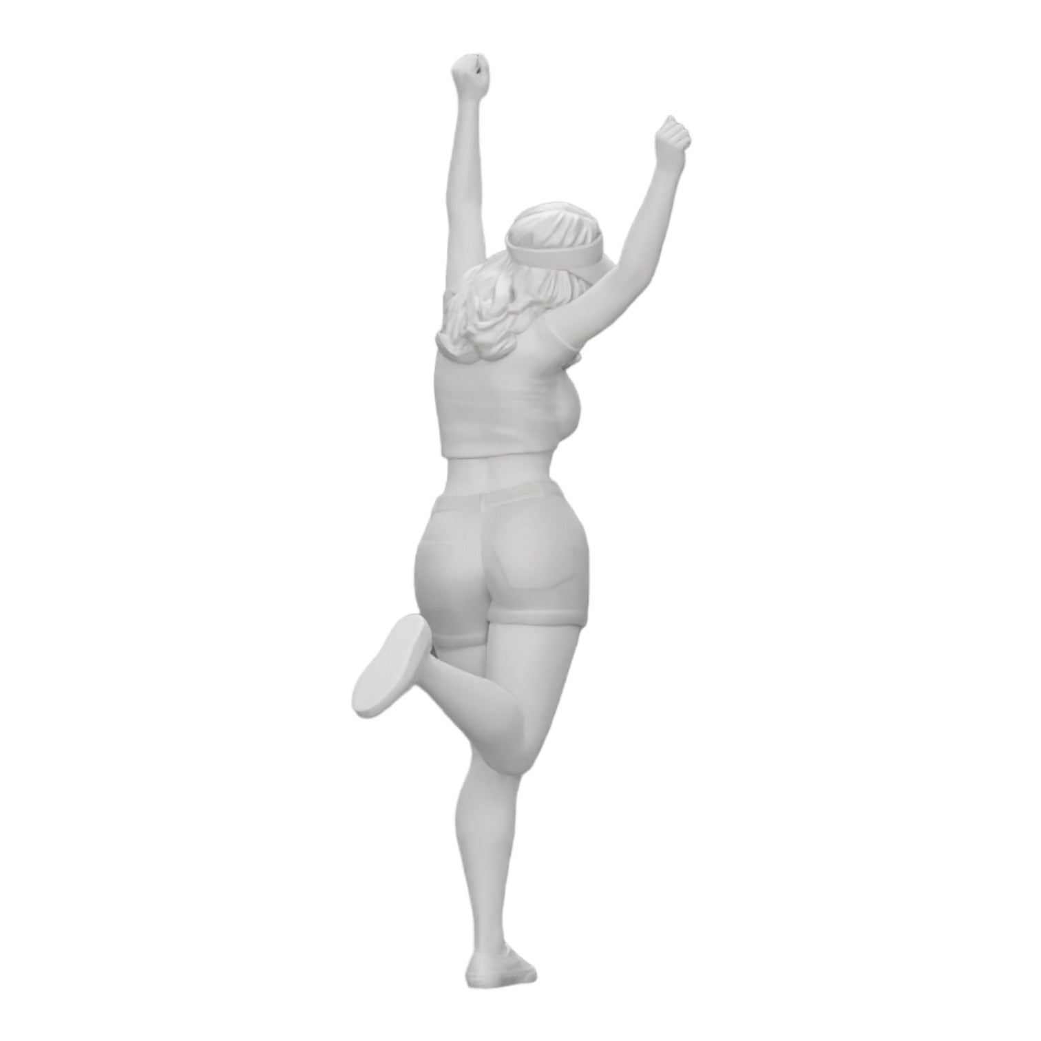 Diorama model building product photo 0: Happy girl in mini shirt and tennis cap cheering (Ref No. A14)