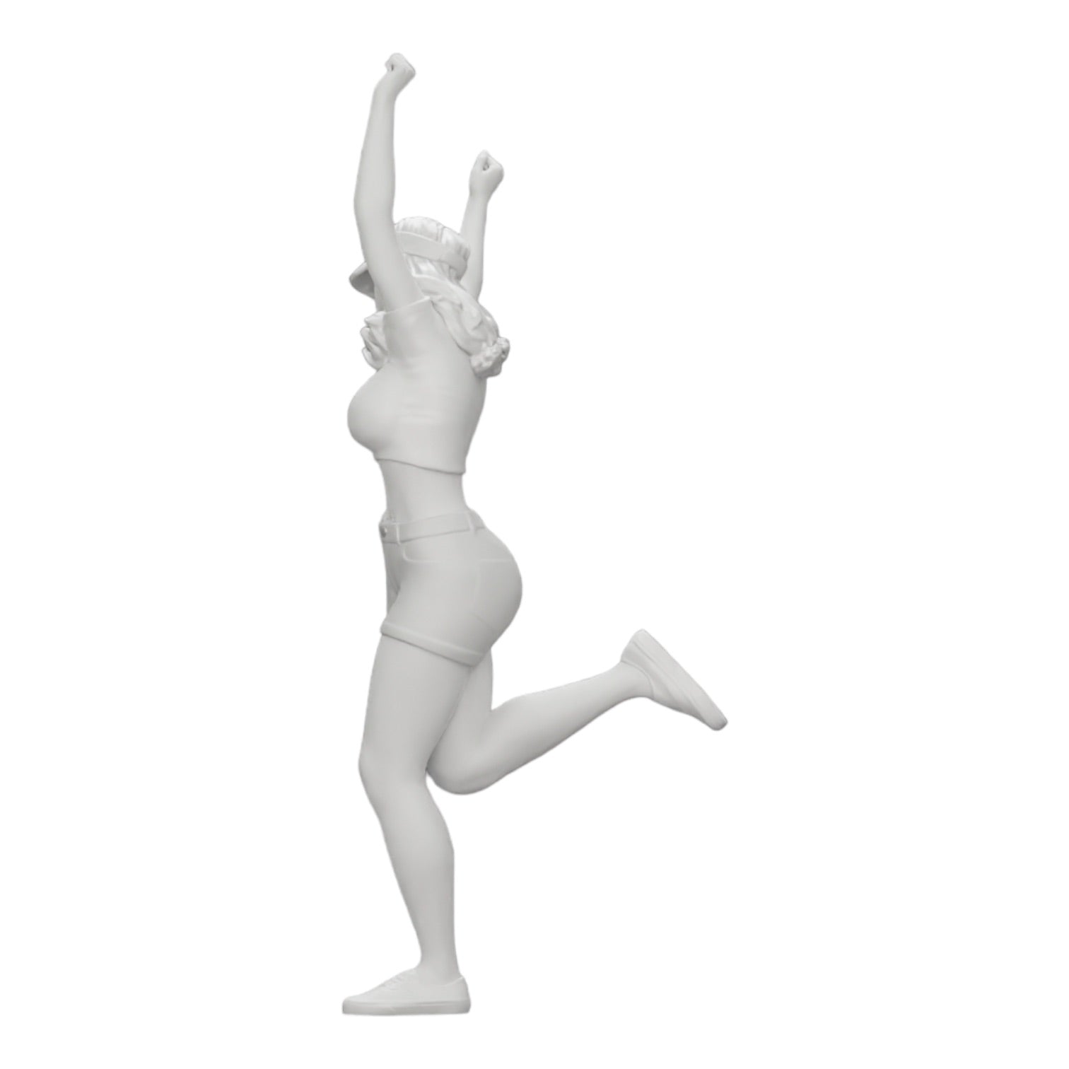 Diorama model building product photo 0: Happy girl in mini shirt and tennis cap cheering (Ref No. A14)