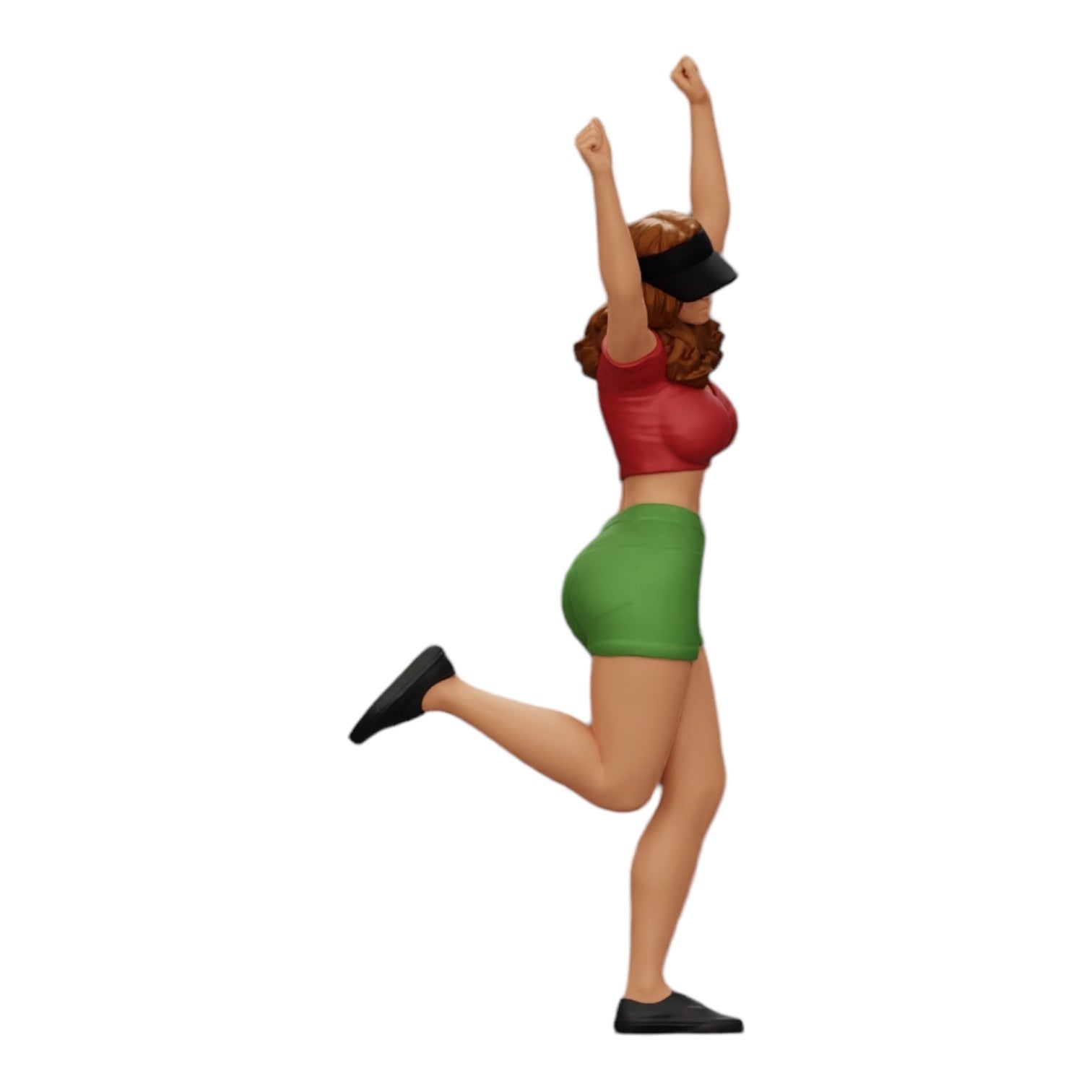 Diorama model building product photo 0: Happy girl in mini shirt and tennis cap cheering (Ref No. A14)