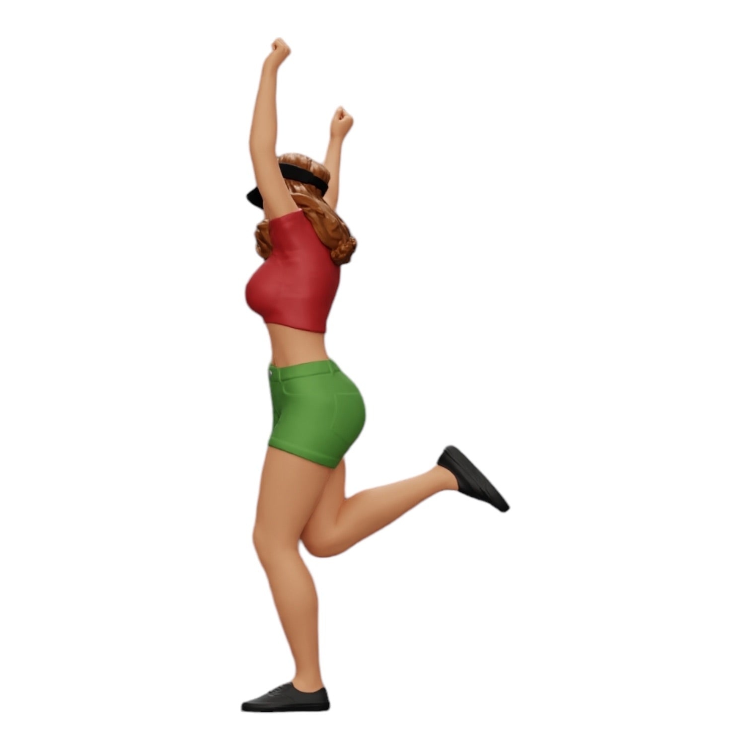 Diorama model building product photo 0: Happy girl in mini shirt and tennis cap cheering (Ref No. A14)