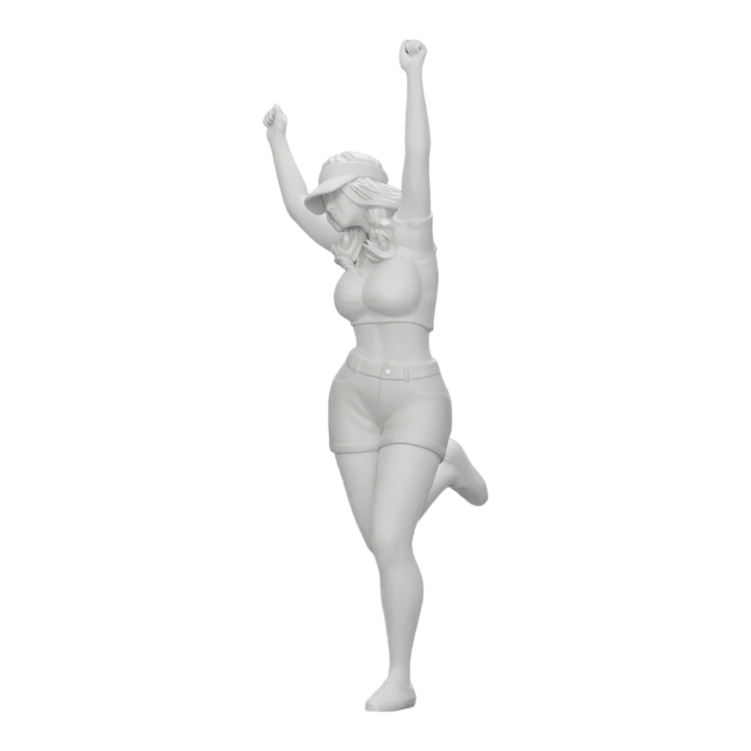Diorama model building product photo 0: Happy girl in mini shirt and tennis cap cheering (Ref No. A14)