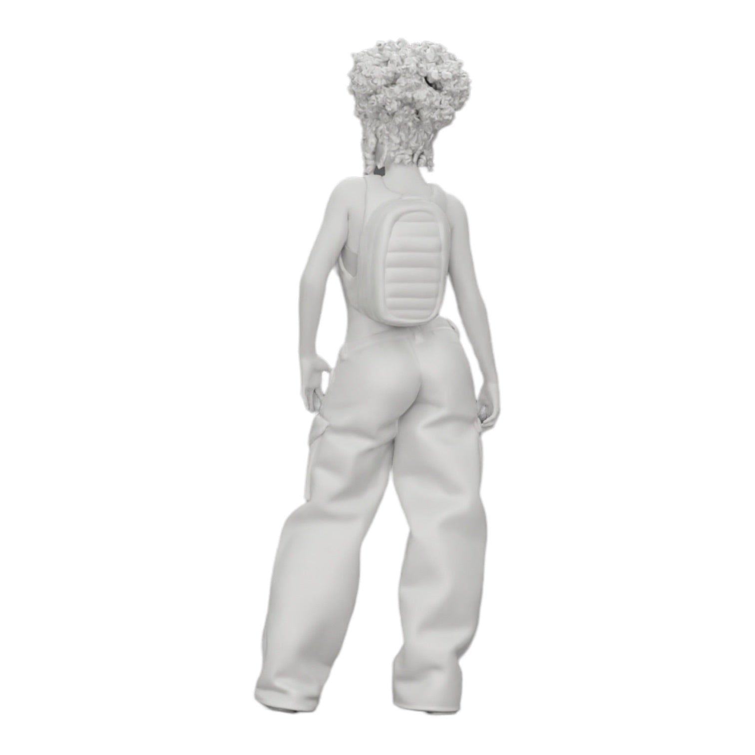 Diorama model building product photo 0: Woman in hip-hop style with bra and mini backpack with curly hair (Ref No. A15)