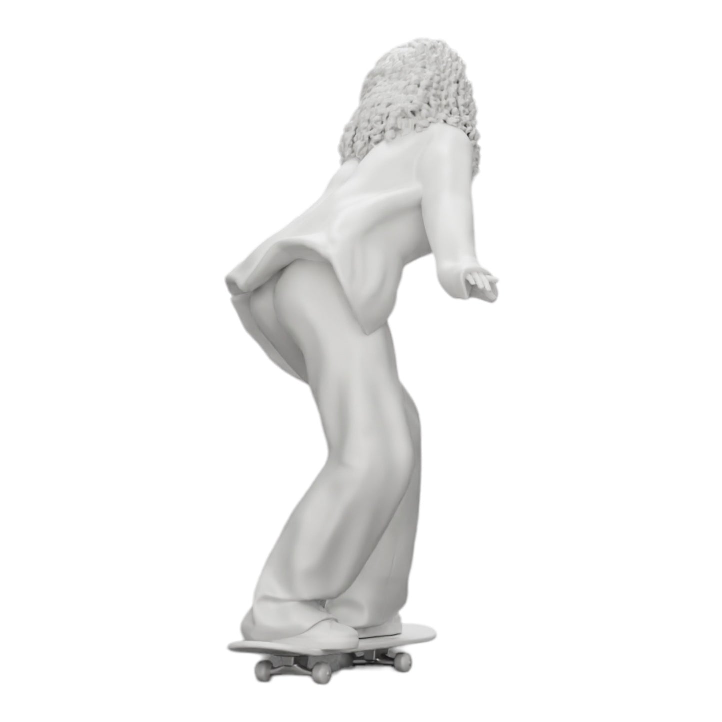 Diorama modelářství produktová fotografie 0: Dívka s kudrnatými vlasy jezdí na skateboardu (Ref č. A16)