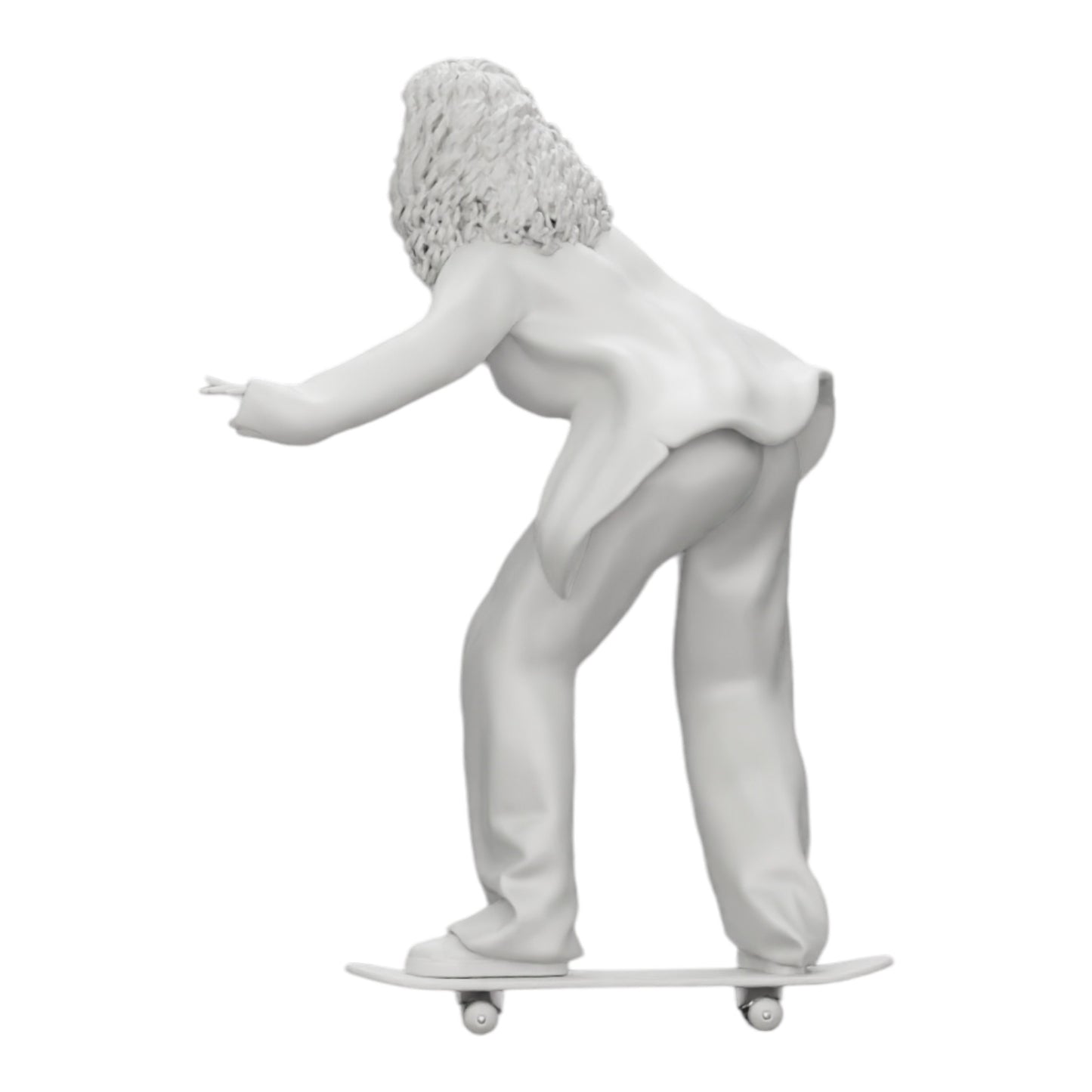 Diorama modelářství produktová fotografie 0: Dívka s kudrnatými vlasy jezdí na skateboardu (Ref č. A16)