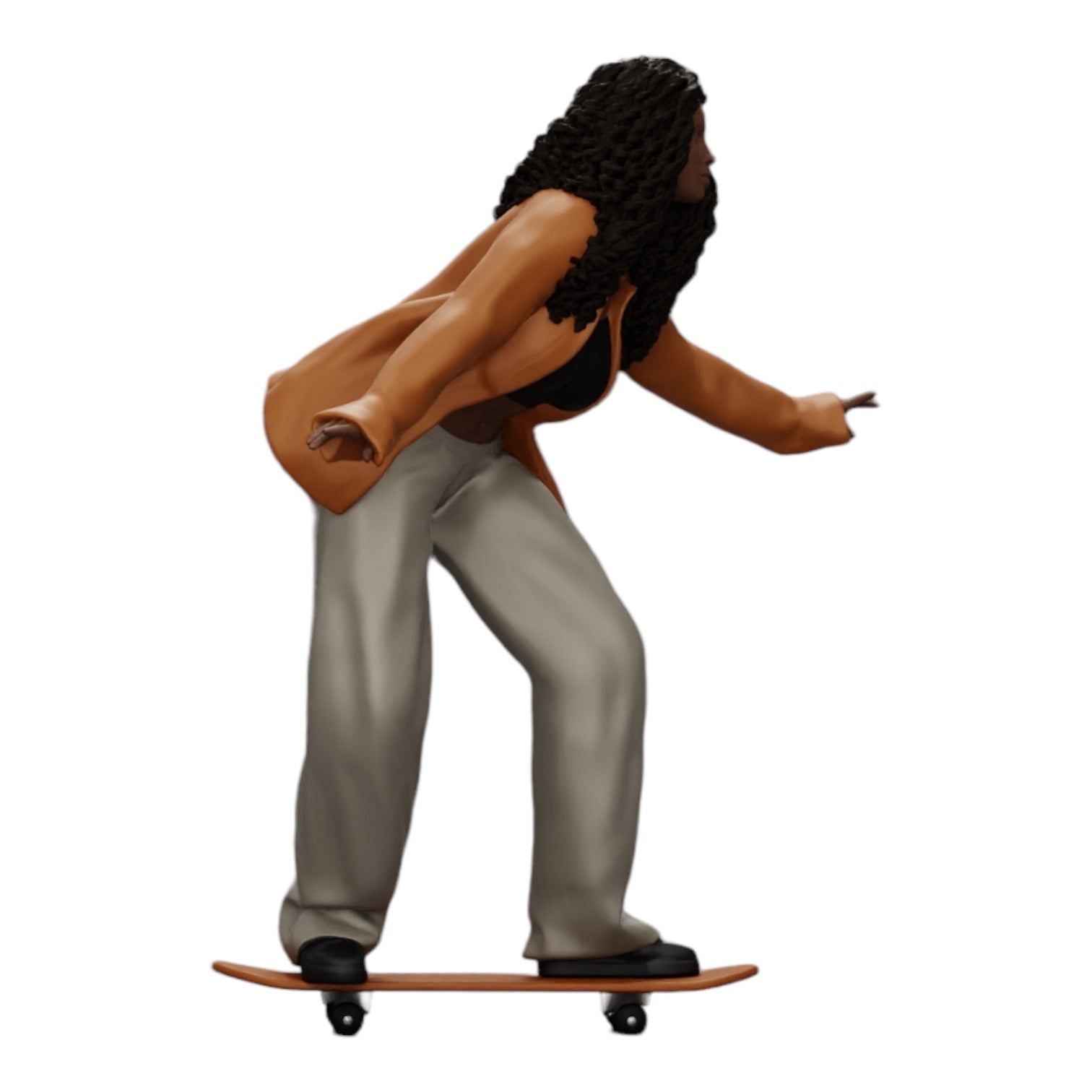 Diorama model building product photo 0: Girl with curly hair riding a skateboard (Ref No. A16)