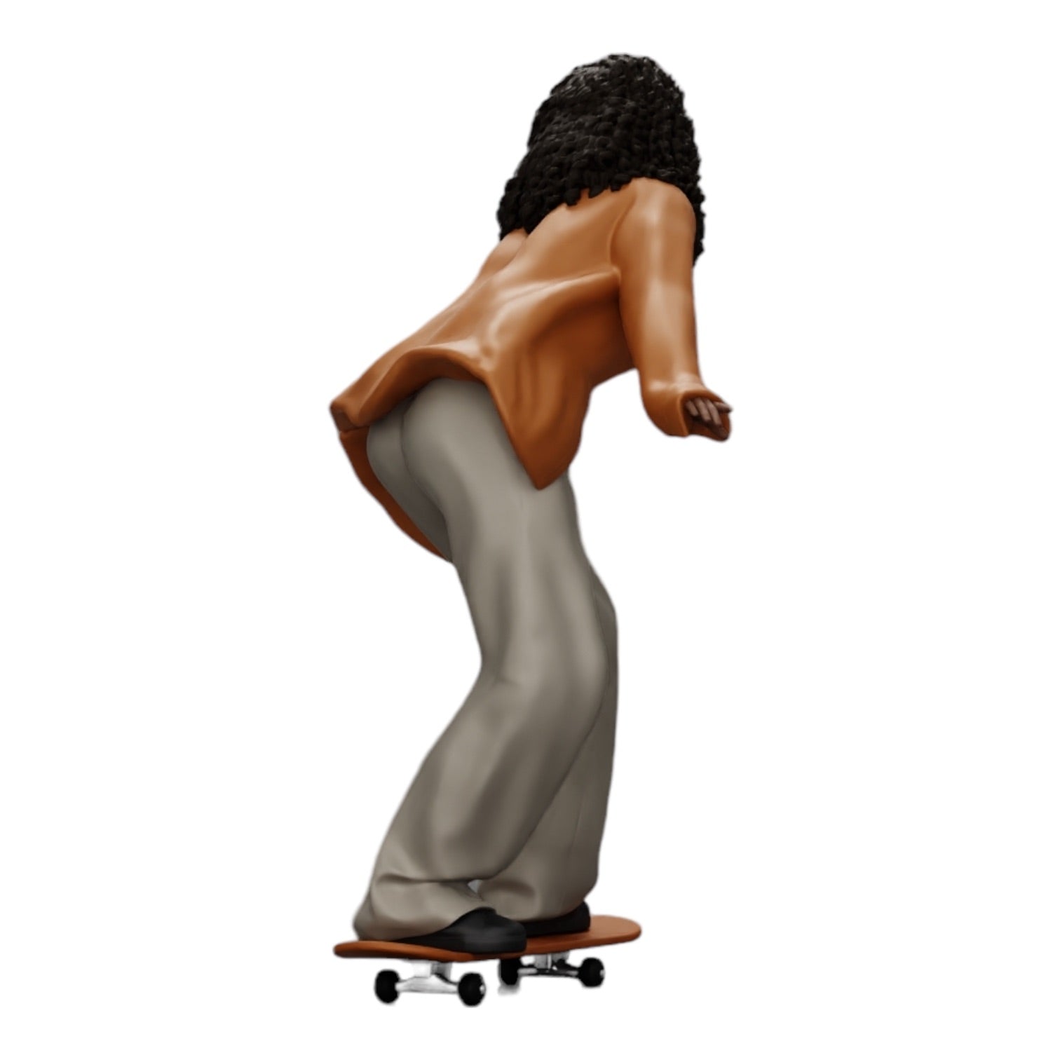 Diorama model building product photo 0: Girl with curly hair riding a skateboard (Ref No. A16)