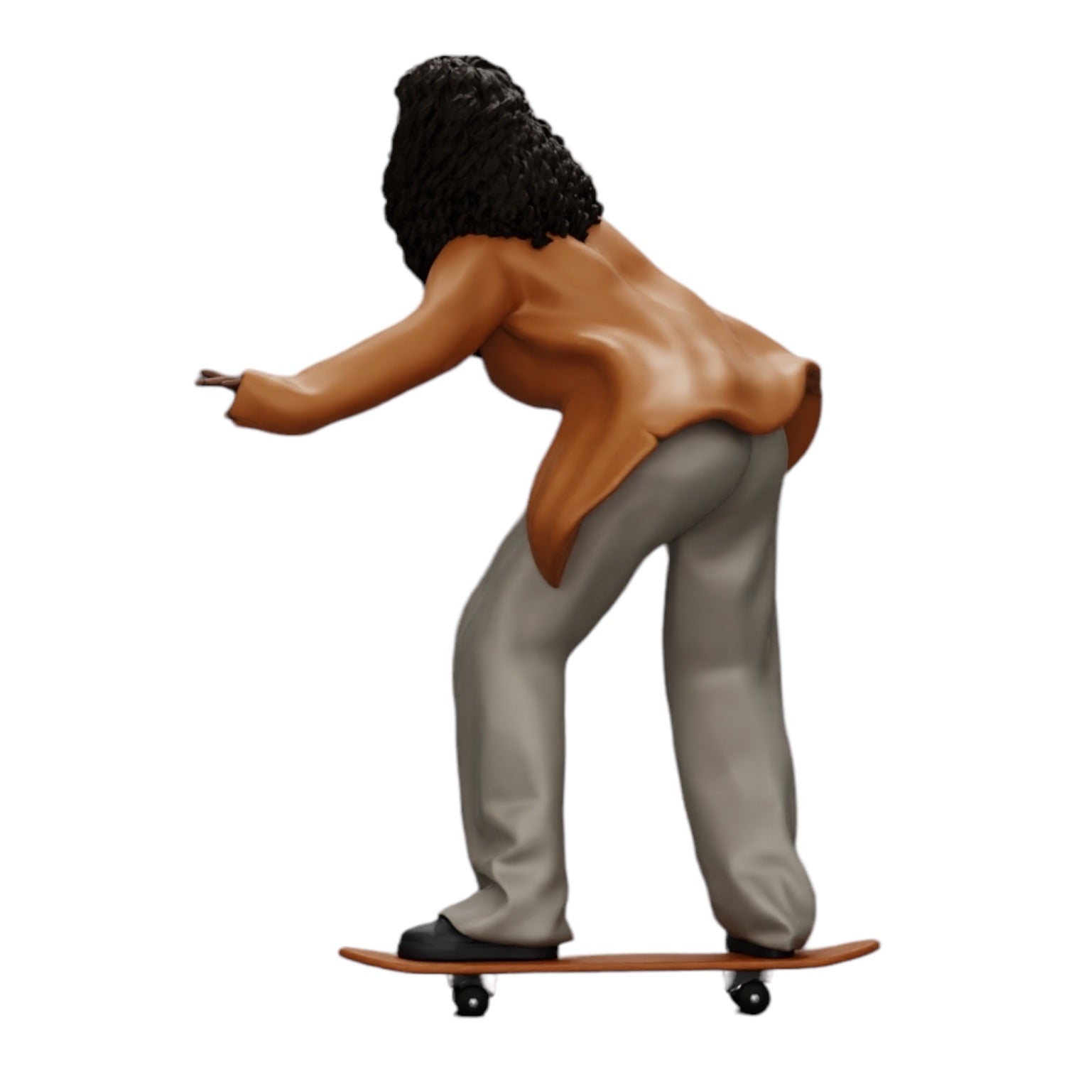 Diorama model building product photo 0: Girl with curly hair riding a skateboard (Ref No. A16)