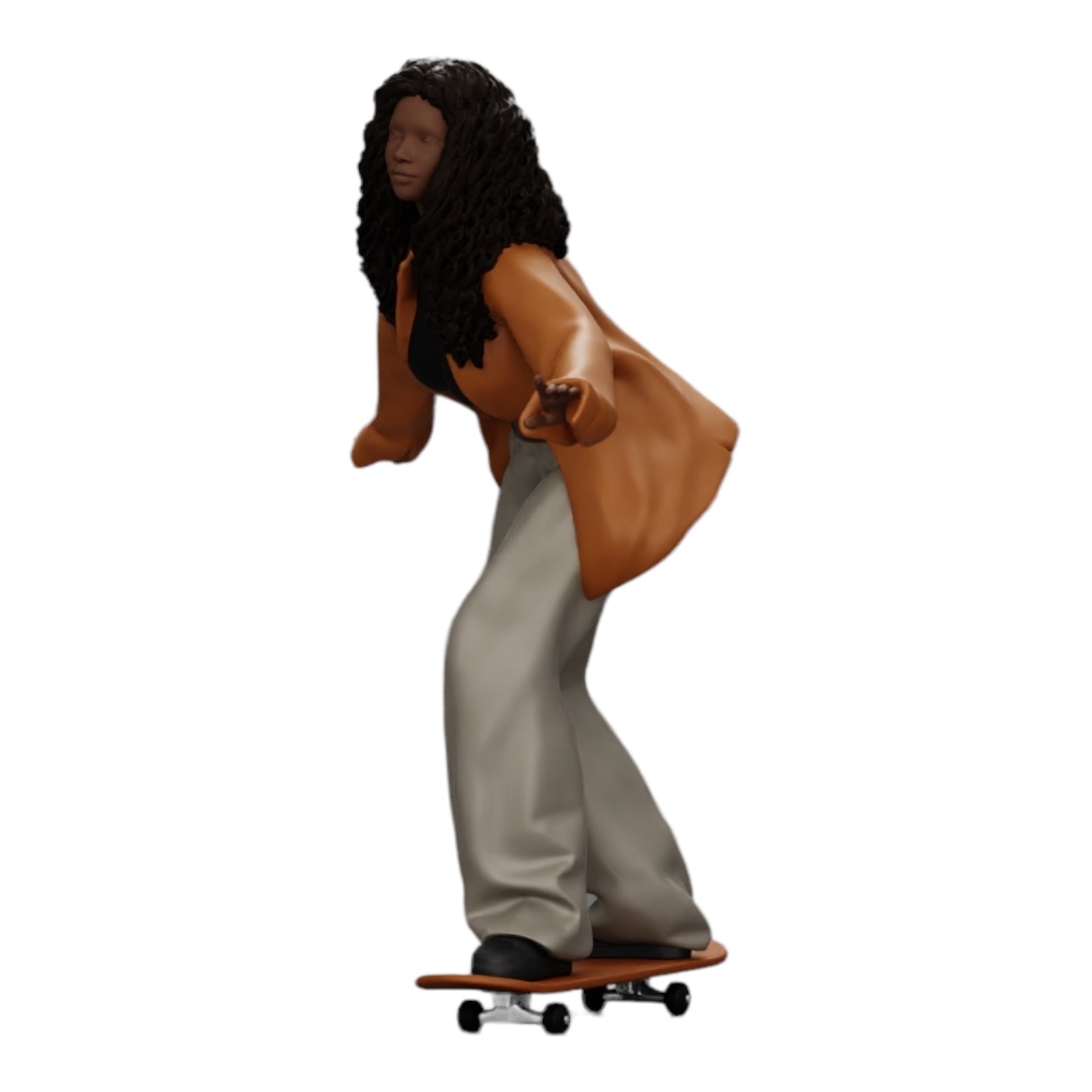 Diorama model building product photo 0: Girl with curly hair riding a skateboard (Ref No. A16)