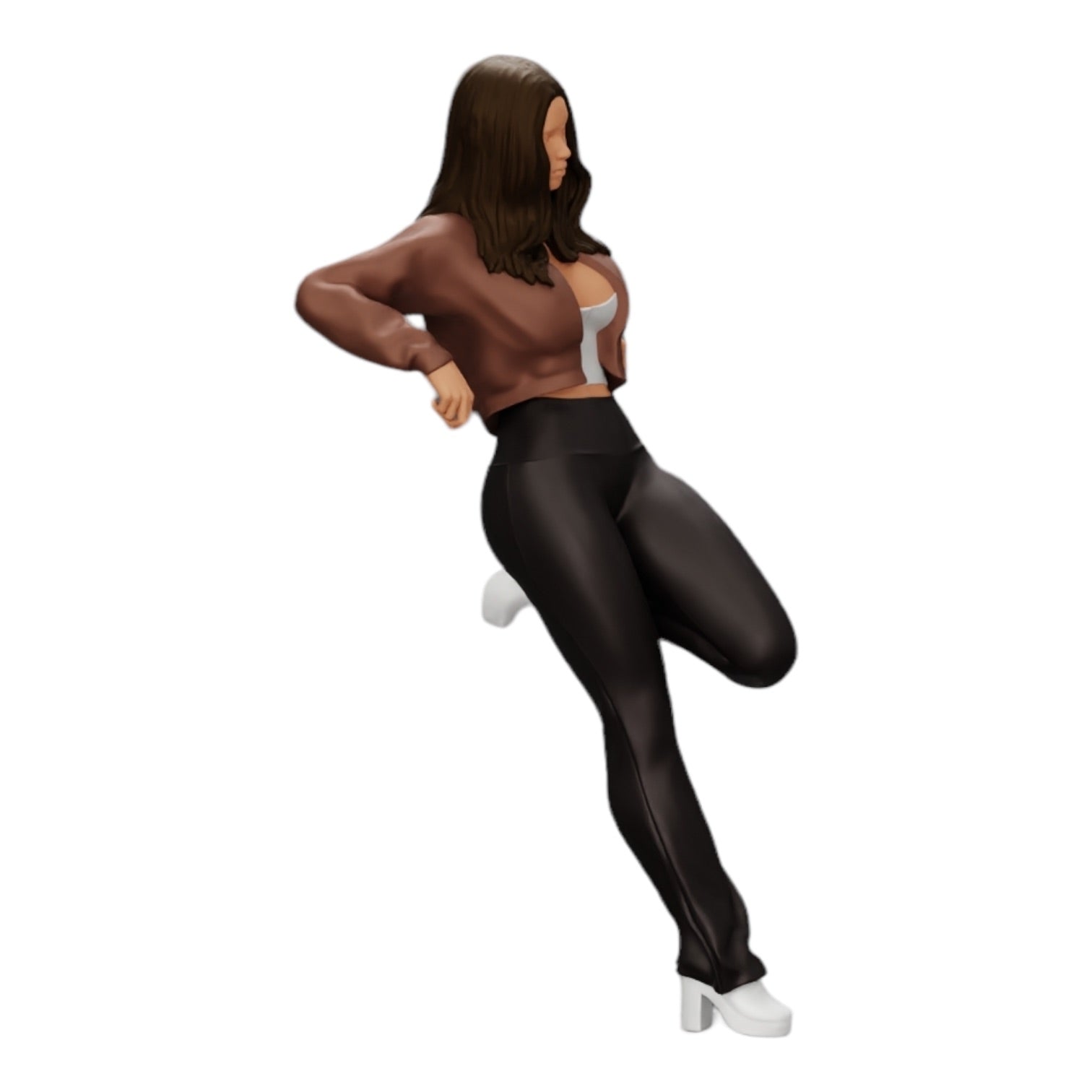 Diorama model building product photo 0: Girl in a mini jacket leaning against a car (Ref No. A18)