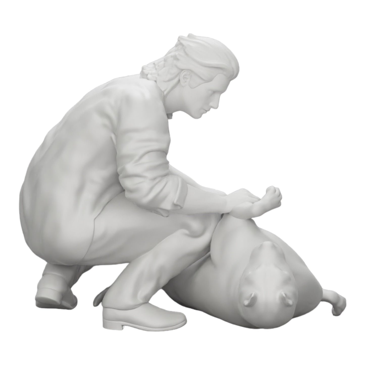 Imagem do produto de modelismo diorama 0: Homem ajoelhado acariciando seu cachorro deitado (Ref Nr. A20)