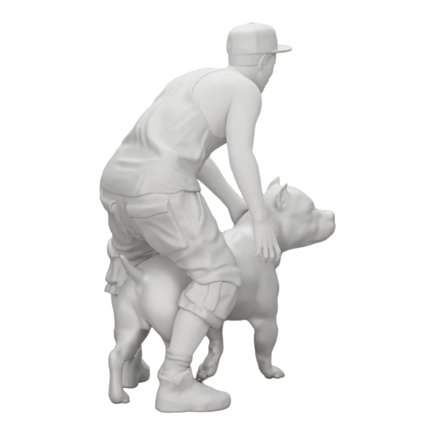 Diorama modelářství produktová fotografie 0: Gangster-Homie v čepici s pitbullem (Ref č. A22)
