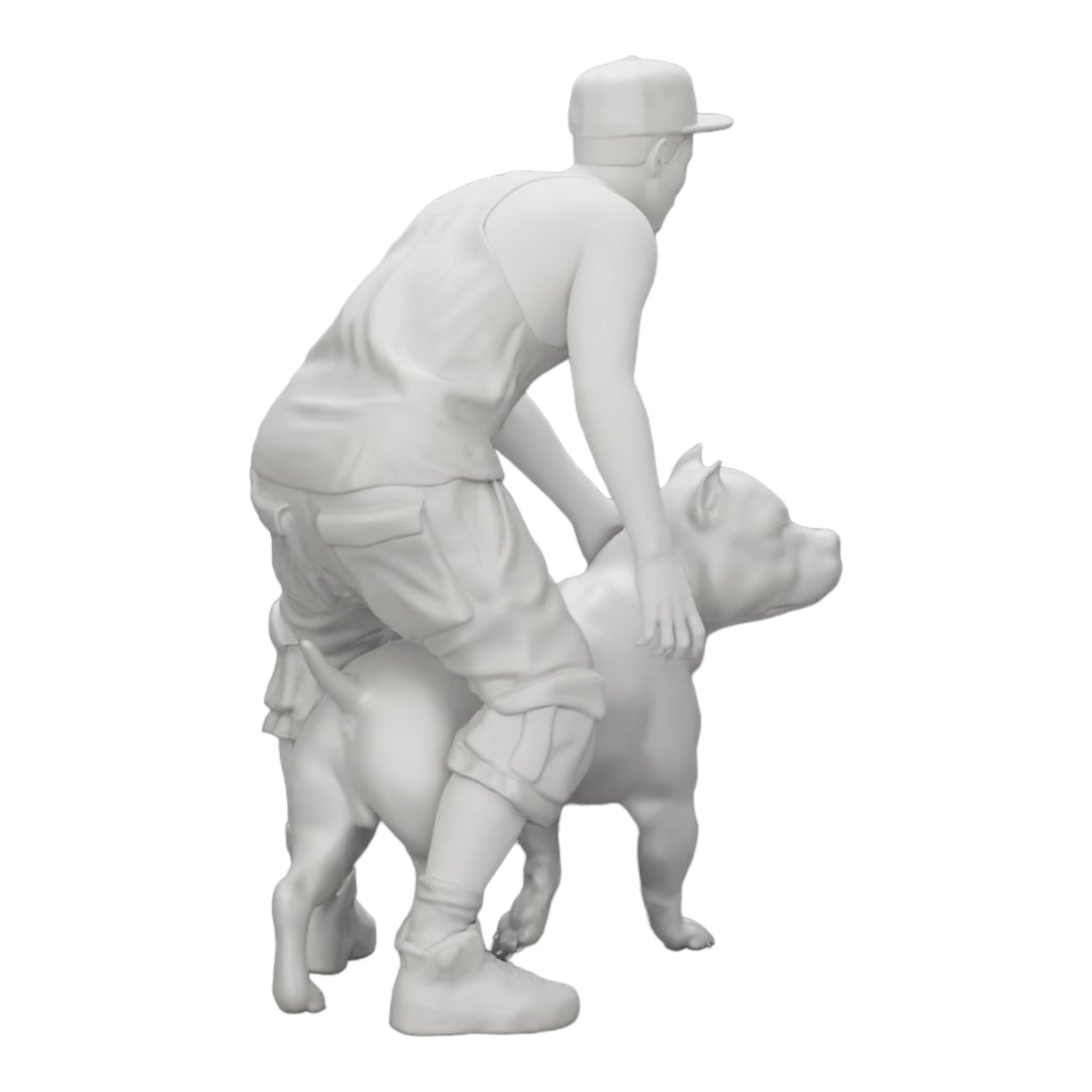 Diorama model building product photo 0: Gangster homie in cap with pitbull dog (Ref No. A22)