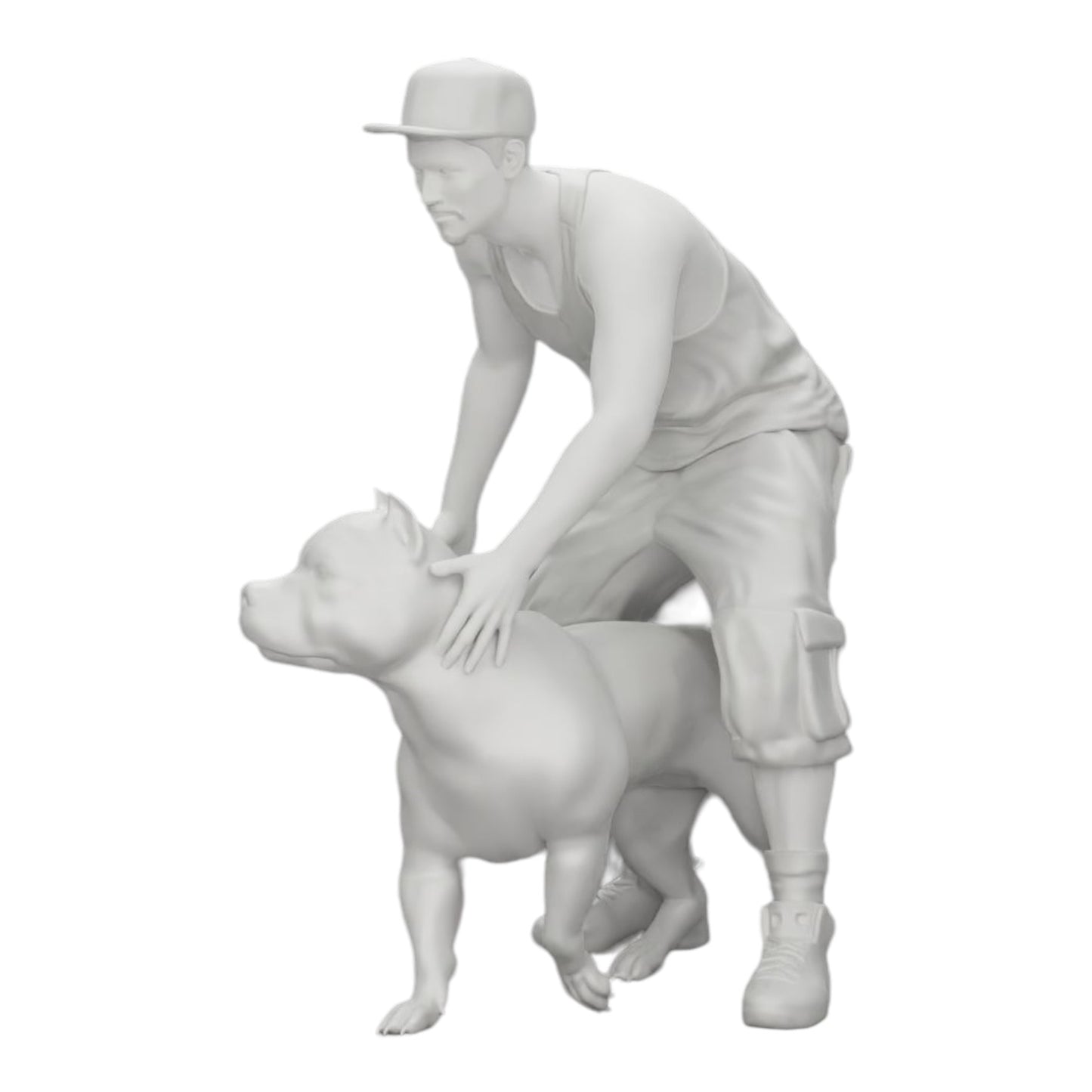 Diorama modelářství produktová fotografie 0: Gangster-Homie v čepici s pitbullem (Ref č. A22)