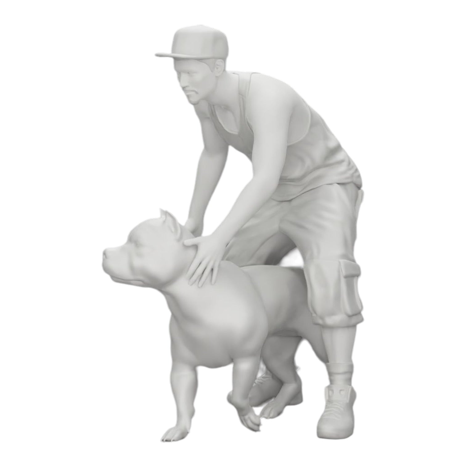Diorama model building product photo 0: Gangster homie in cap with pitbull dog (Ref No. A22)