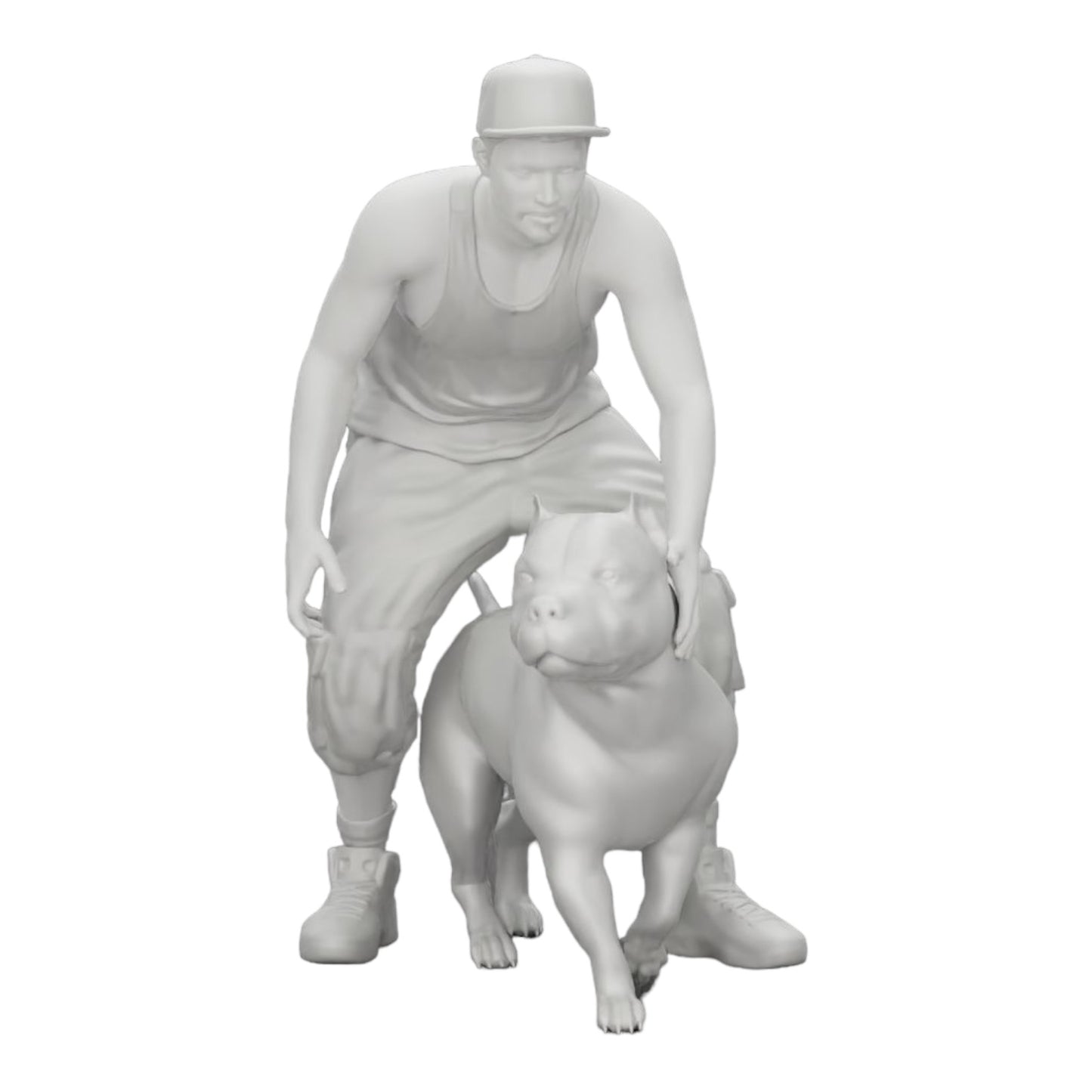 Diorama modelářství produktová fotografie 0: Gangster-Homie v čepici s pitbullem (Ref č. A22)
